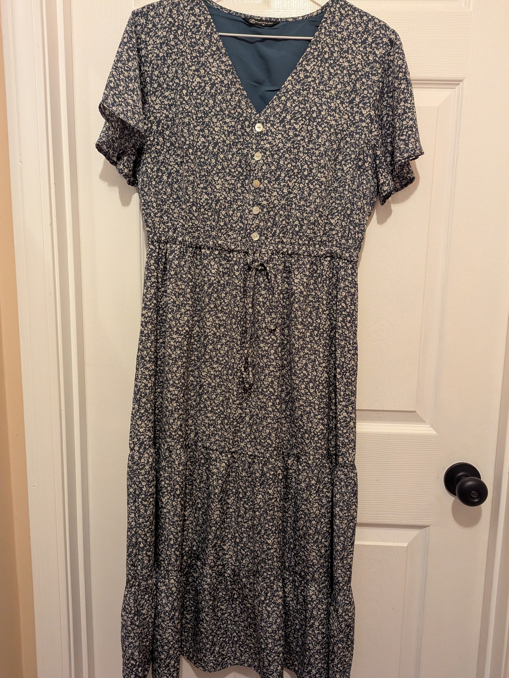 PrettyGarden Floral Midi Dress in Blue & Beige Size Medium
